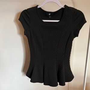 Iz Byer Black Textured Short Sleeve Top